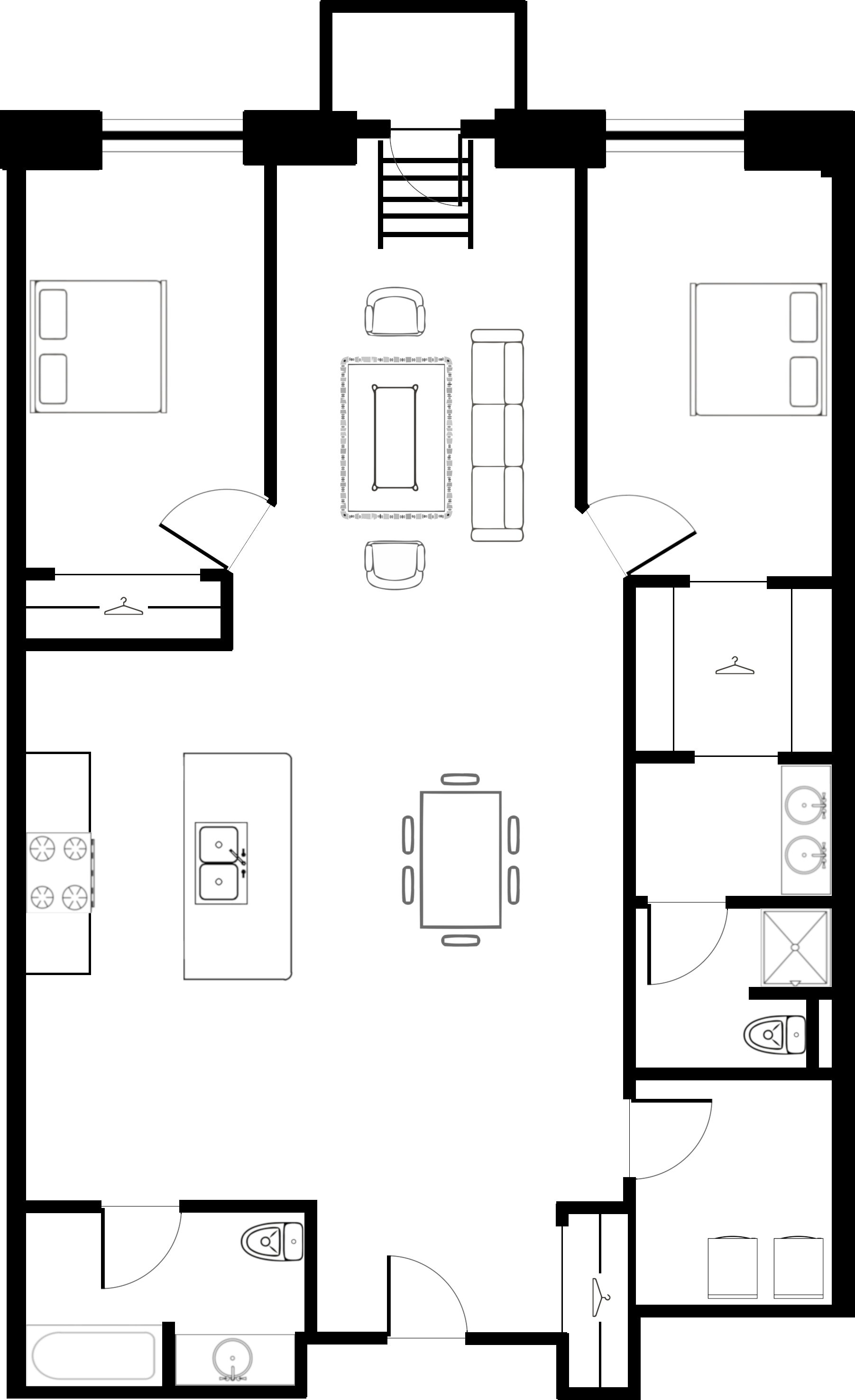 Floor plan for 2 beds, 2 baths, 1640 sqft